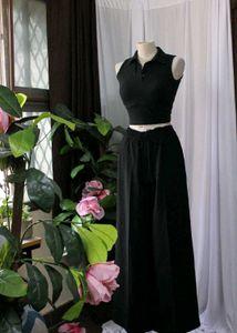 Sleeveless Black Polo Top