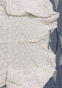 3 Piece Chicken Kurta Set With Plazzo And Dupatta