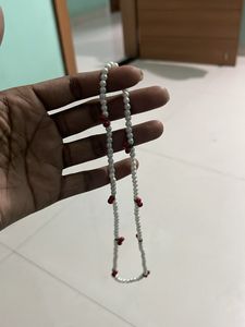 Pearl Necklace with Red Accents