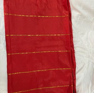 Red &amp; Gold Striped Saree
