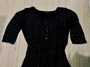 Patterned Black Kurta
