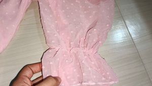 Pink Swiss Dot Crop Top