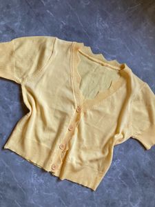 Yellow Scalloped Edge Cardigan