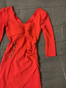 Chic Coral Bodycon Mini Dress