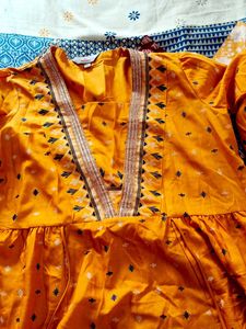 Partywear Anouk Kurta Set In Haldi Peela Color