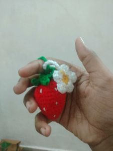 Crochet Strawberry Keychain