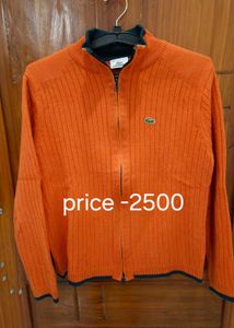 Lacoste Orange Knit Cardigan
