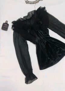 Gothic Black Ruffle Top