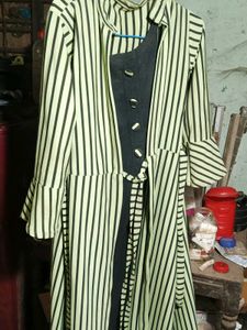 Striped Kurta with Black Dress