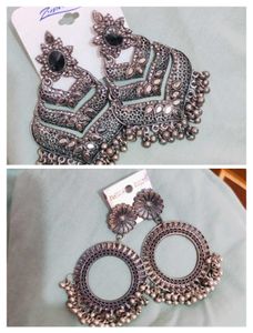 Combo - Ethnic Oxidised Drop Earrings