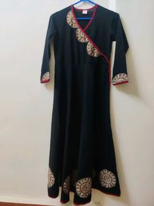 Black pure cotton long kurti for women✨