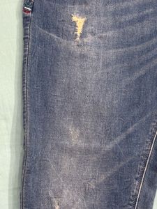 Distressed Denim Joggers