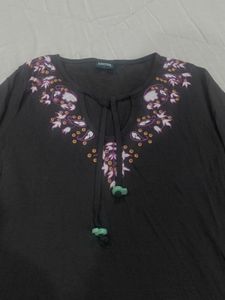 Stylish Boho Print Grey Top