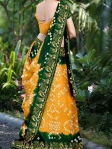 Beautiful Bnadhani Saree With Stitched Blouse