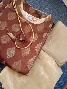 Elegant Brown &amp; Gold Salwar Suit