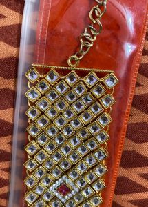 Women Golden Kundan Broad  Bracelet
