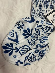 Blue &amp; White Smocked Top
