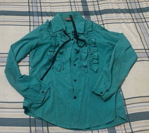 Teal Ruffled Top