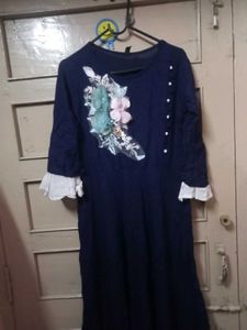 Floral Navy Blue Kurta