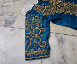Teal &amp; Gold Embroidered Dress