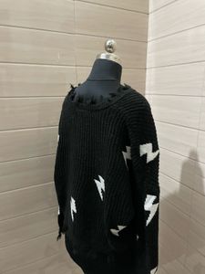 Oversized Lightning Bolt Knit Sweater