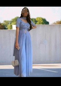 Light Blue Georgette Duptta With Anarkali Suit