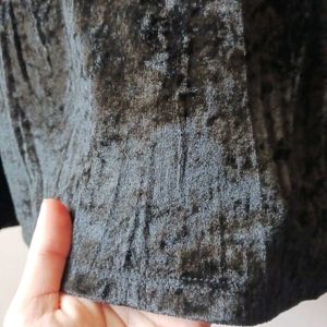 H&amp;M Black Crushed Velvet Oversized Top