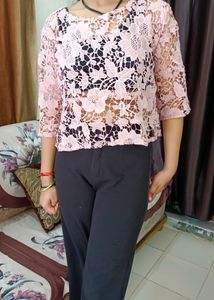 Peach Net Top
