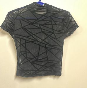 Shein Black Mesh Top