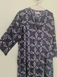 Black Cotton Straight Kurta