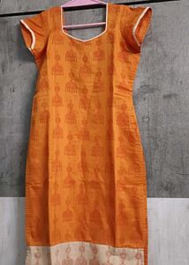 Orange Printed Kurta
