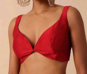 Padded 1 Hook Back Open Raw Silk Blouse