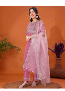 Magenta Embroidered Suit with Dupatta
