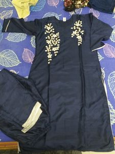 Gorgeous Look Navy Blue Kurta Pant Set