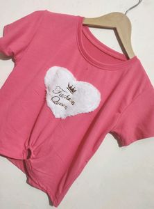 Pink Top Fashion Queen Heart 8-10 Year Girl