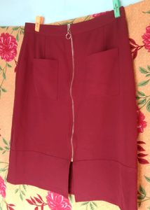 Stylish Maroon Midi Skirt