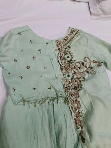 Mint Green Embroidered Stylist Dress/orange
