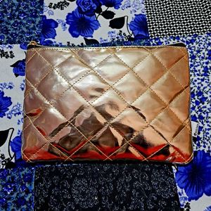Myglamm Textured Golden Vanity Makeup Pouch