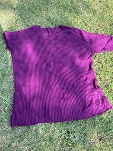 Purple Ribbed Knit Top