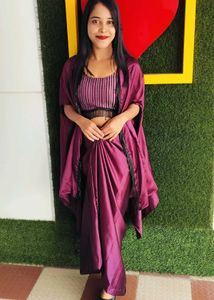Beautiful Crop Top With Shrug Set
