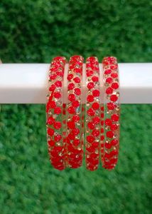Red Floral Bangles
