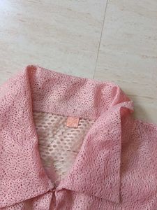 Vintage Pink Lace Cardigan and denim jacket