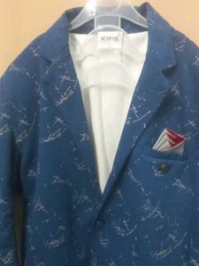 Blue Patterned Casual Blazer