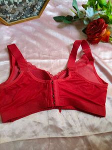Red Bra with Lace Details
