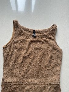 Brown Textured Mini Dress