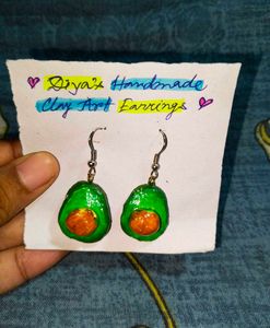 Avocado Clay Art Earrings