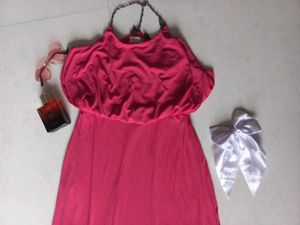 Pink Maxi Dress with Chain Straps