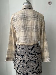Vintage-Style Plaid Blouse &amp; Paisley Skirt Set