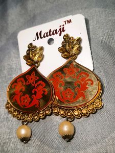 Rust Color Gown With Matching Earrings