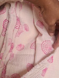 Pink Seashell Print Fabric